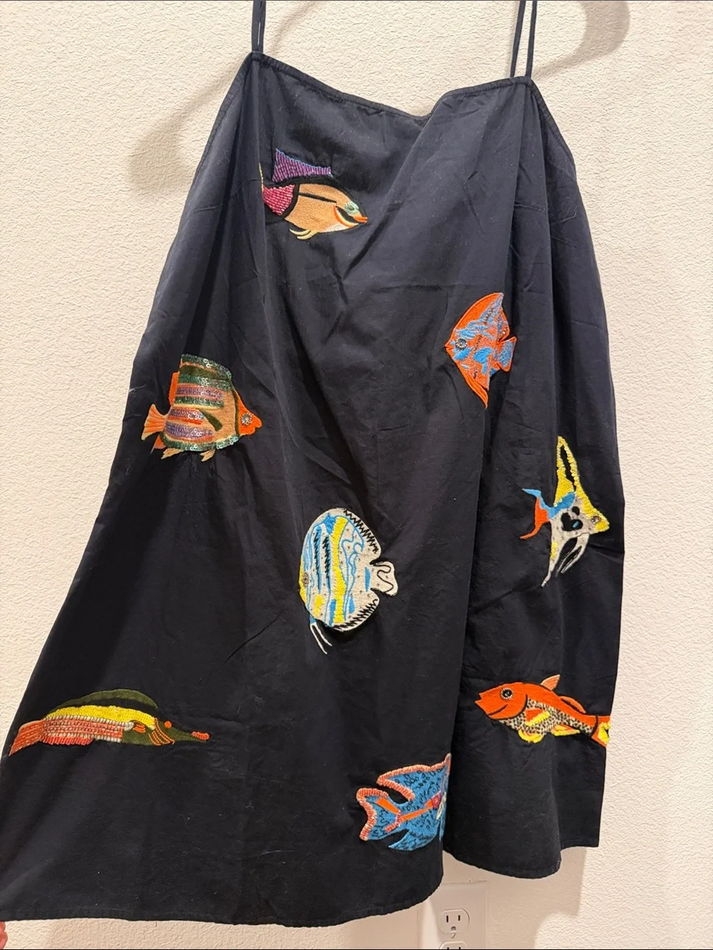 Black Fish-Embroidered Anthropologie Dress - NWT